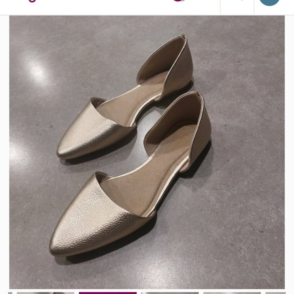 GOLD Women's Flats Demi D'Orsay Style Pointed Toe Slip-On Flats…